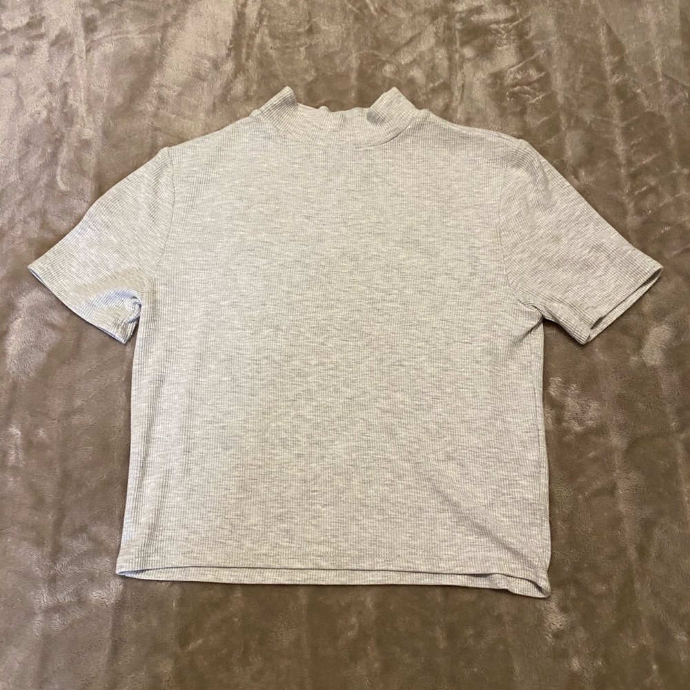 grey turtleneck crop top
